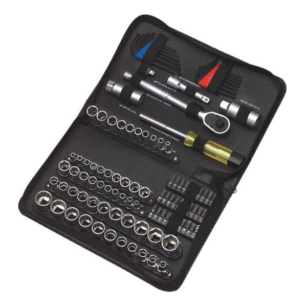 Westward 3Fe99 Socket Wrench Set, 1/4″, 3/8″ Dr, 102 Pc