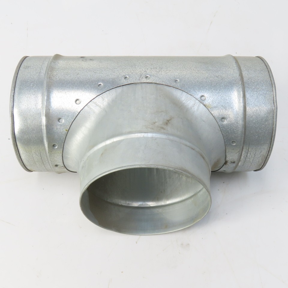 Size 6 Galvanized Steel 24 Gauge Tee Connector Spiral Duct Fitting 5-7/8″ OD