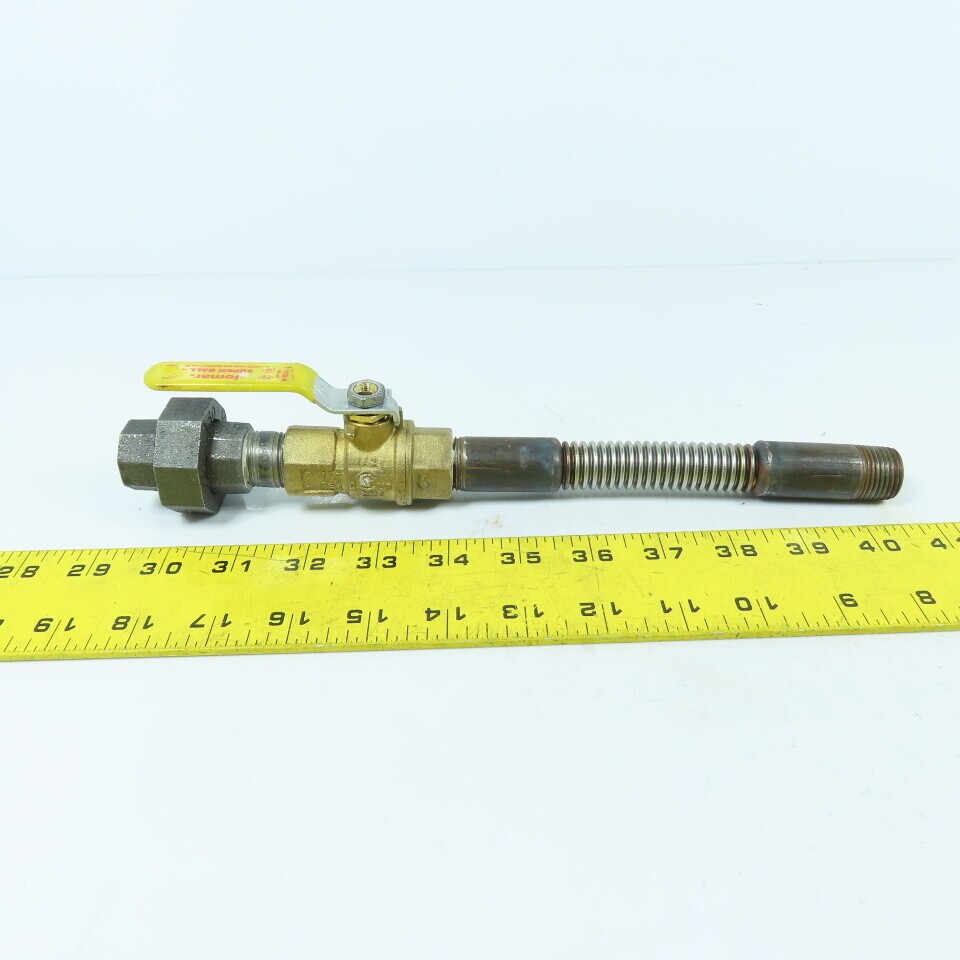 1/2″ NPT x 11-1/2″ Long Flexible Gas Line Assembly W/ Ball Valve & Union