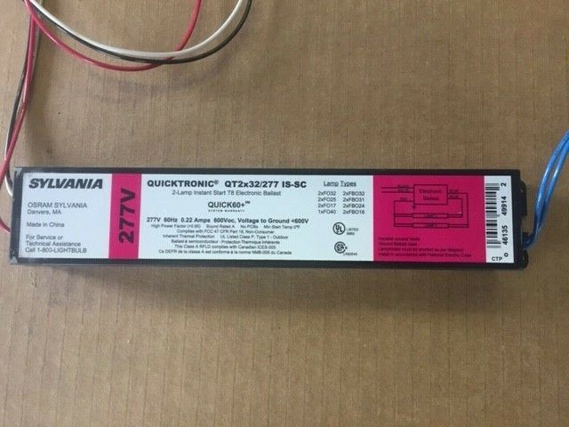 Sylvania Quicktronic QT2x32/277 IS-SC 2 Lamp T8 Electronic Ballast