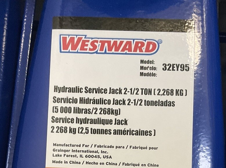 WESTWARD 32EY95 Trolley Floor Jack Manual Handle 2.5 ton Load