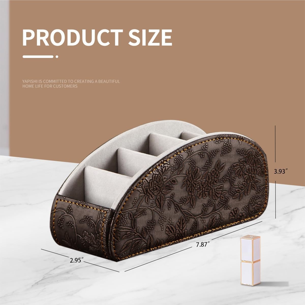 TV Remote Control Holder with 5 Compartments,Pu Leather Large, Antique Flower