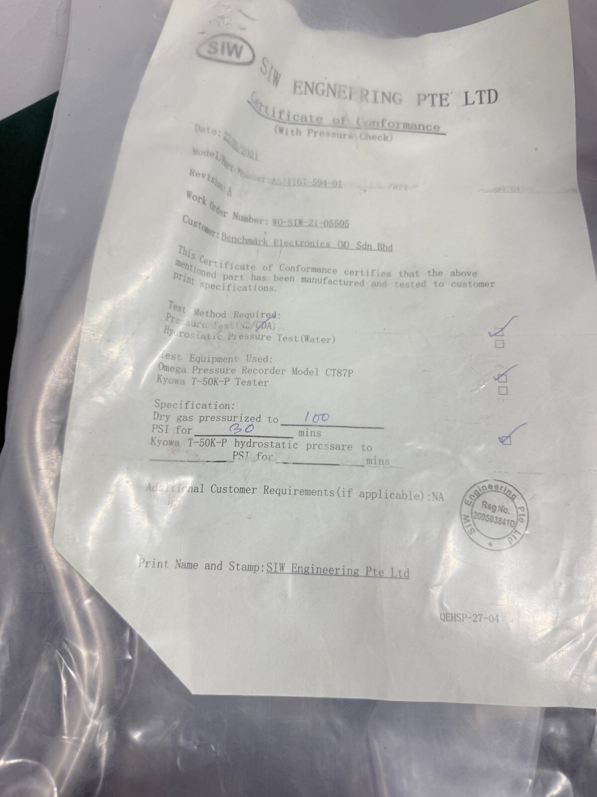 SIW ENGINEERING ASI1167-594-01.Rev A LINE-FACILITY RETURN-P8800, new