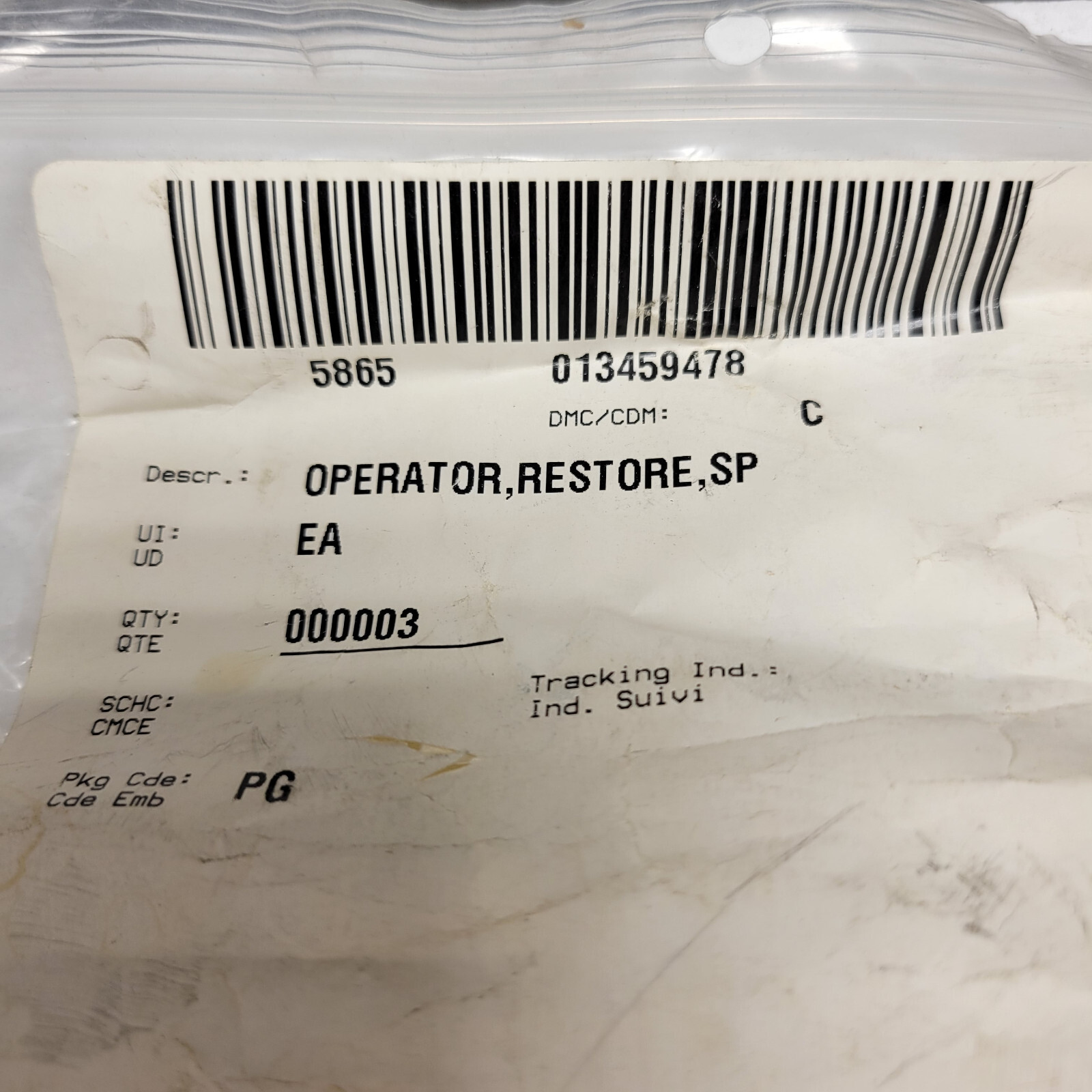 5865-01-345-9478 Sp Restore Operator 65011-014