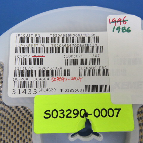 KEMET ELECTRONICS CORP T520A686M006ATE150 Qty of 125 per Lot CAP TANT 68 UF 20%