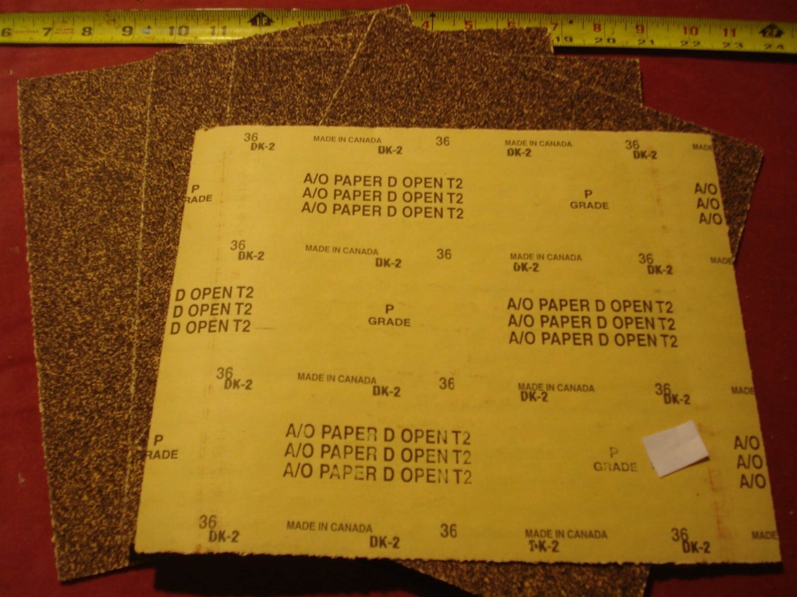 (1489.) Abrasive Papers 36 G (Coarse) Alum. Oxide Pack of 5 Sheets