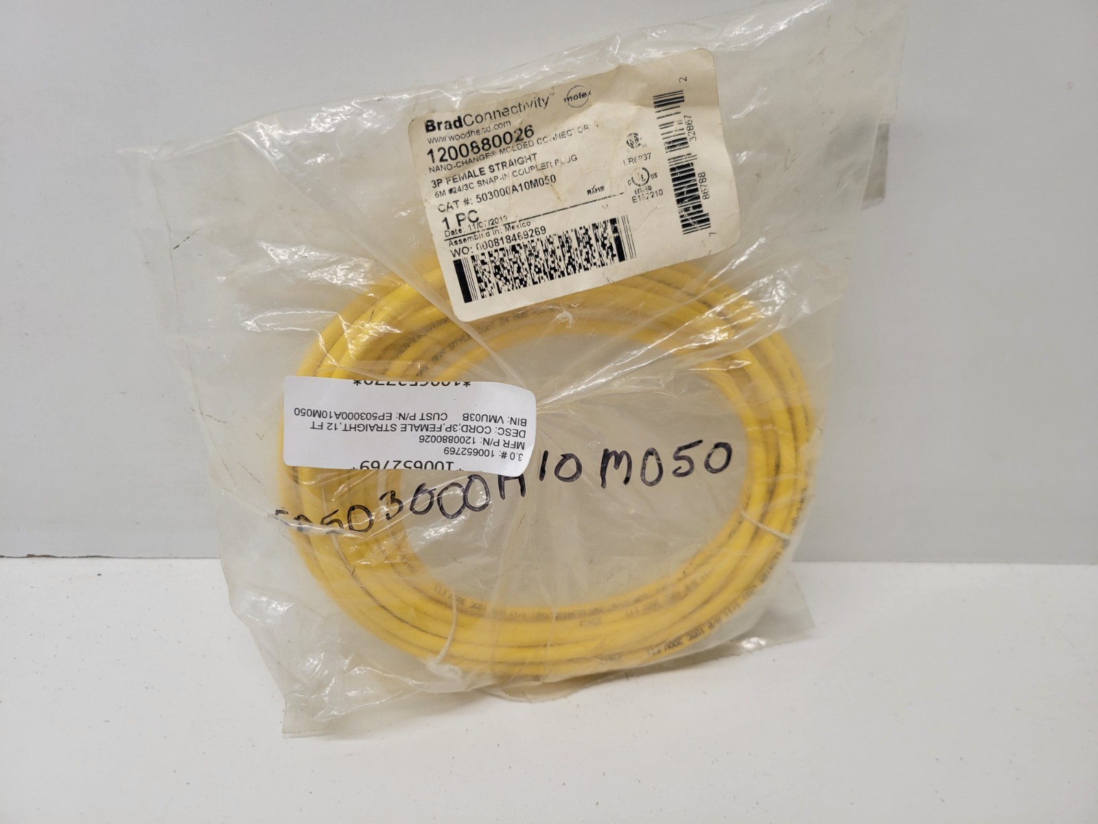 NEW OLD STOCK! BRAD CONNECTIVITY WOODHEAD 3P FEMALE CORDSET 1200880026