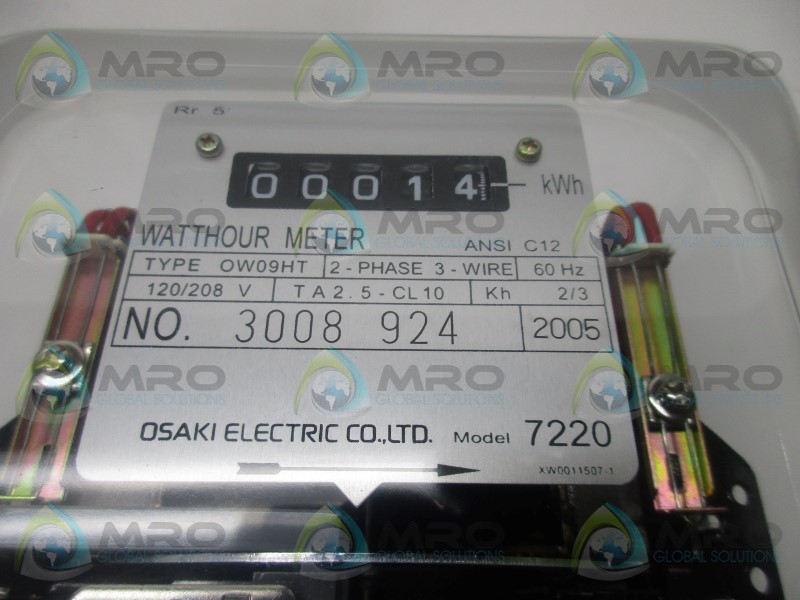 OSAKI ELECTRIC 7220 OW09HT WATTHOUR METER NSMP