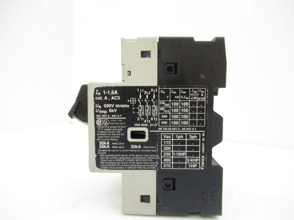 Schneider Telemecanique Motor Starter GV2-M06 W/ GV2-AN20 Auxiliary Contact