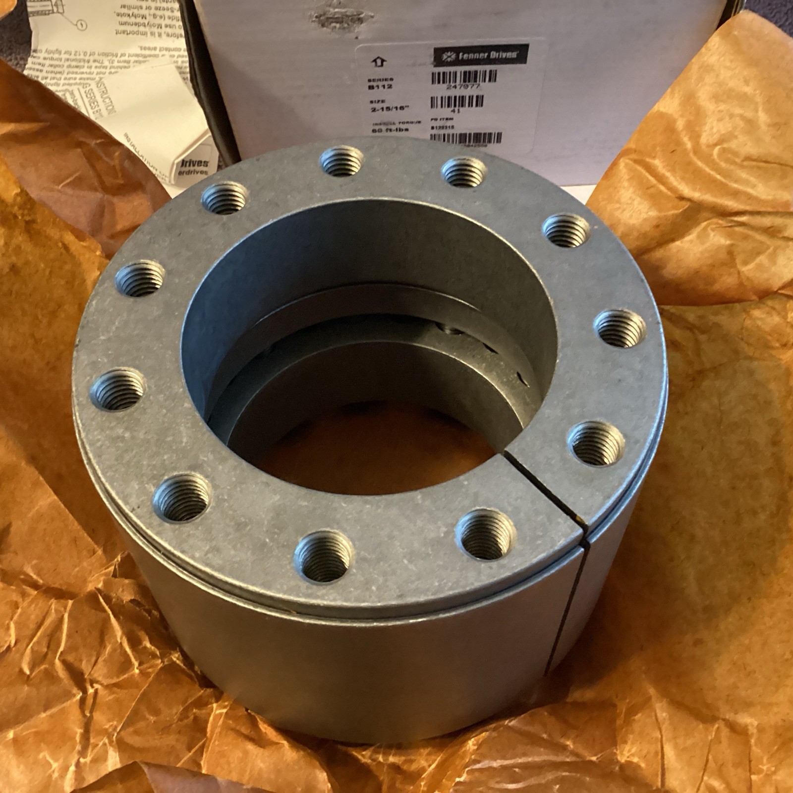 FENNER DRIVES…B122215…2-15/16”..series B112…Keyless Bushing…NEW