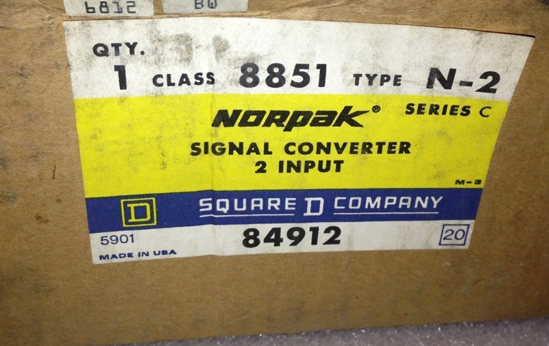 Square D Signal Converter Class 8851-N-2, 8851N2, 84912 Series C 2 Input #1328A4