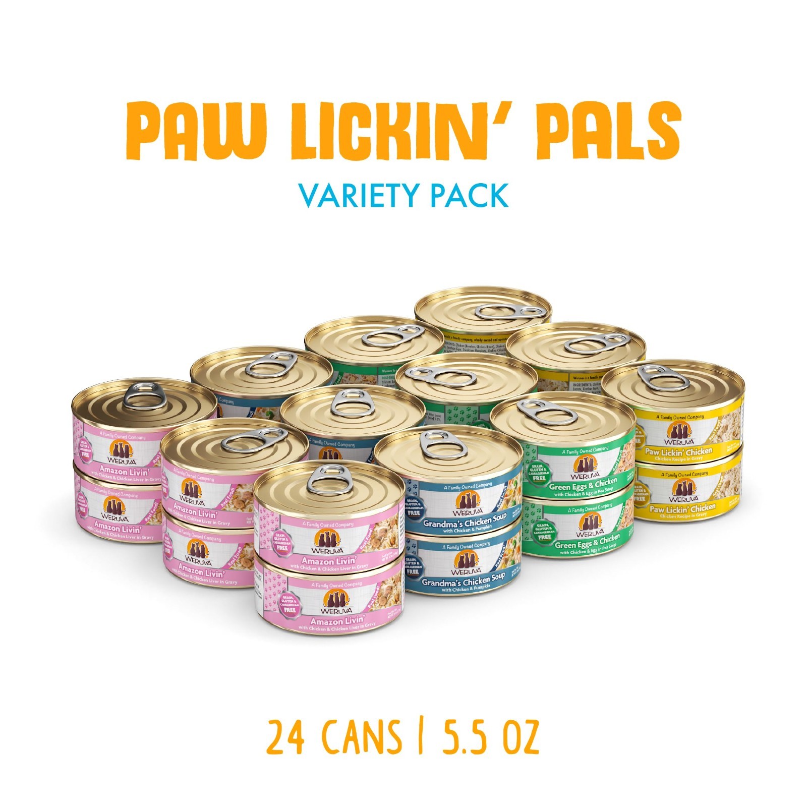 Weruva Classic Cat Food,Variety Pack, Paw Lickin’ Pals Wet Cat Food, 5.5oz, 24ct