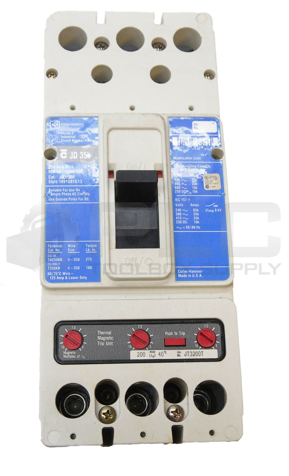 WESTINGHOUSE JD3250F /C CIRCUIT BREAKER W/ JT3200T MAGNETIC TRIP UNIT 40A