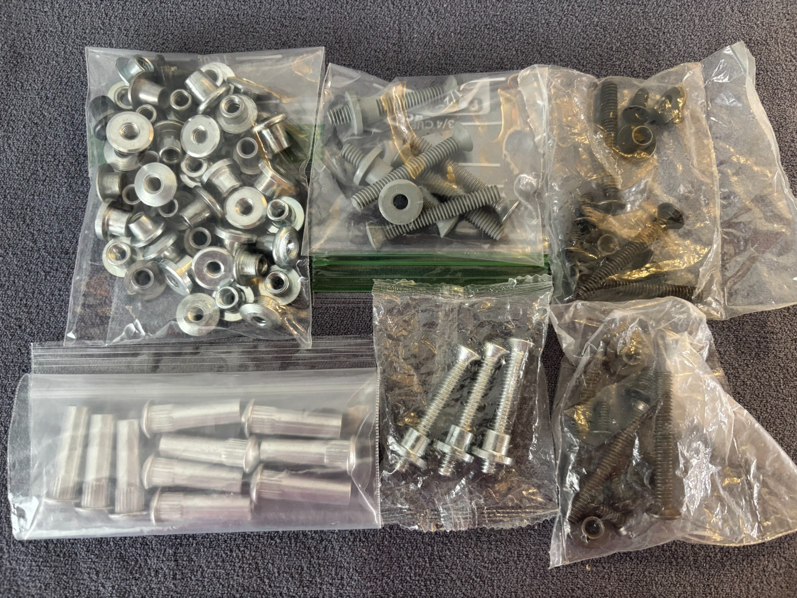 Misc Lot of T-Nuts, Thru Bolts and 1/4×20 Machine Screws – New