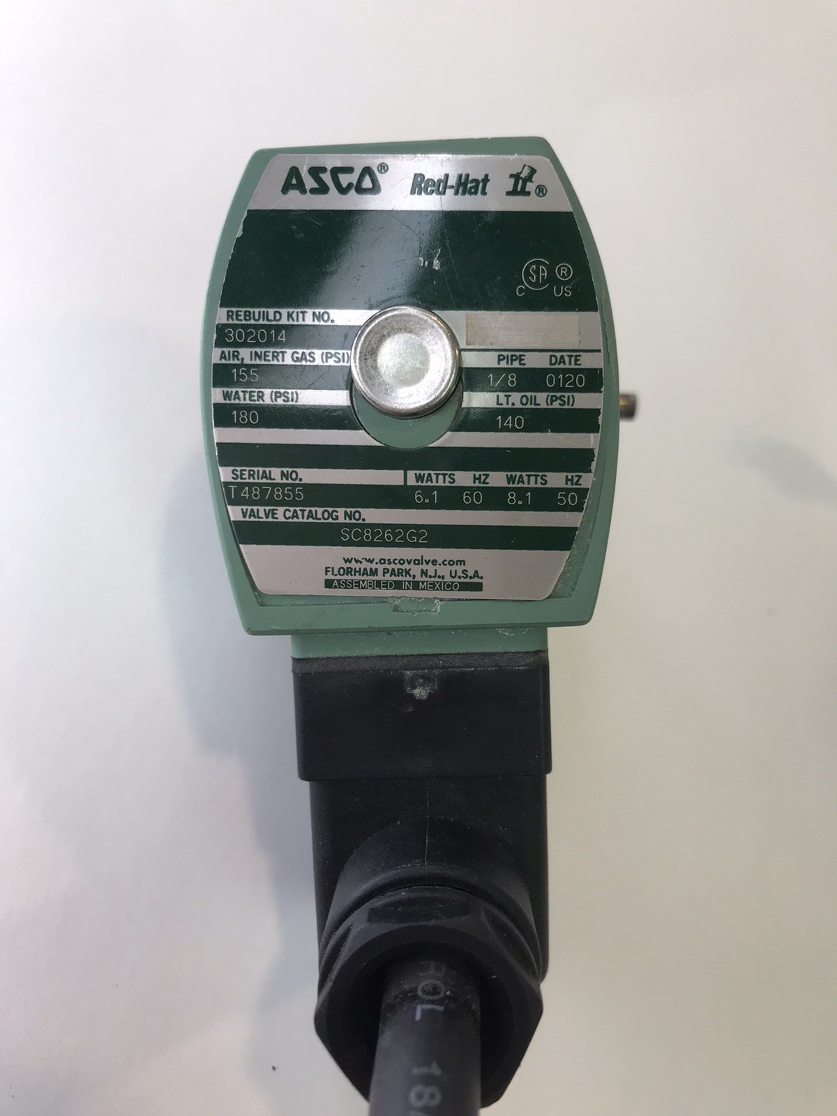ASCO 8262G2 SOLENOID VALVE 1/8 Untested See Pictures