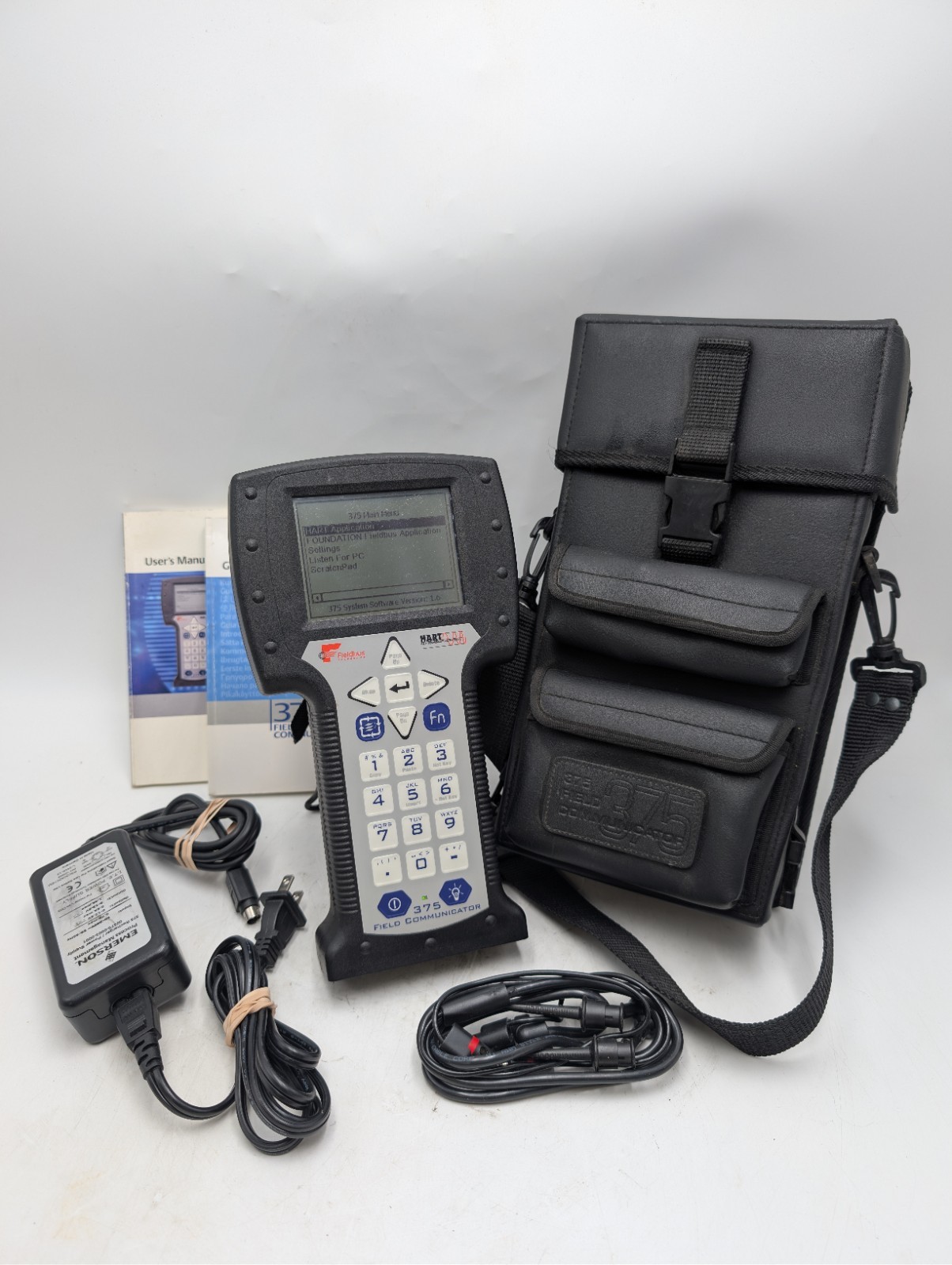 Emerson Rosemount 375 Field Communicator HART w/ Case Charger Leads TESTED WORKI