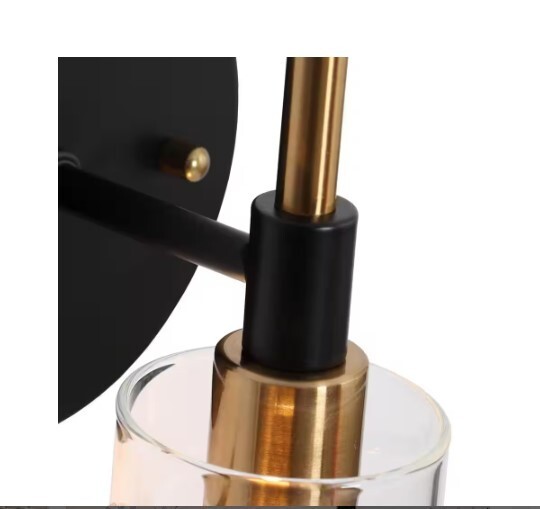 Zenvi 1-Light Modern Black Wall Sconce, DIY Brass Bathroom Vanity Light, Indoor