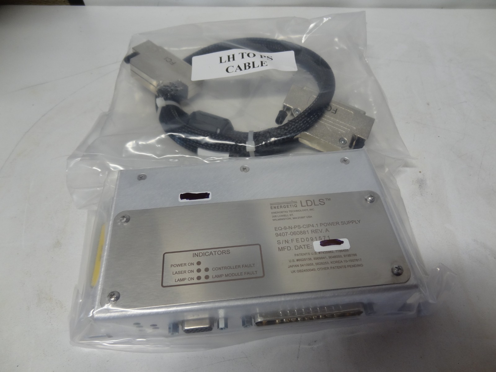 Energetiq LDLS EQ-9-N-PS-CIP4.1 Power Supply w/ Cable #L245