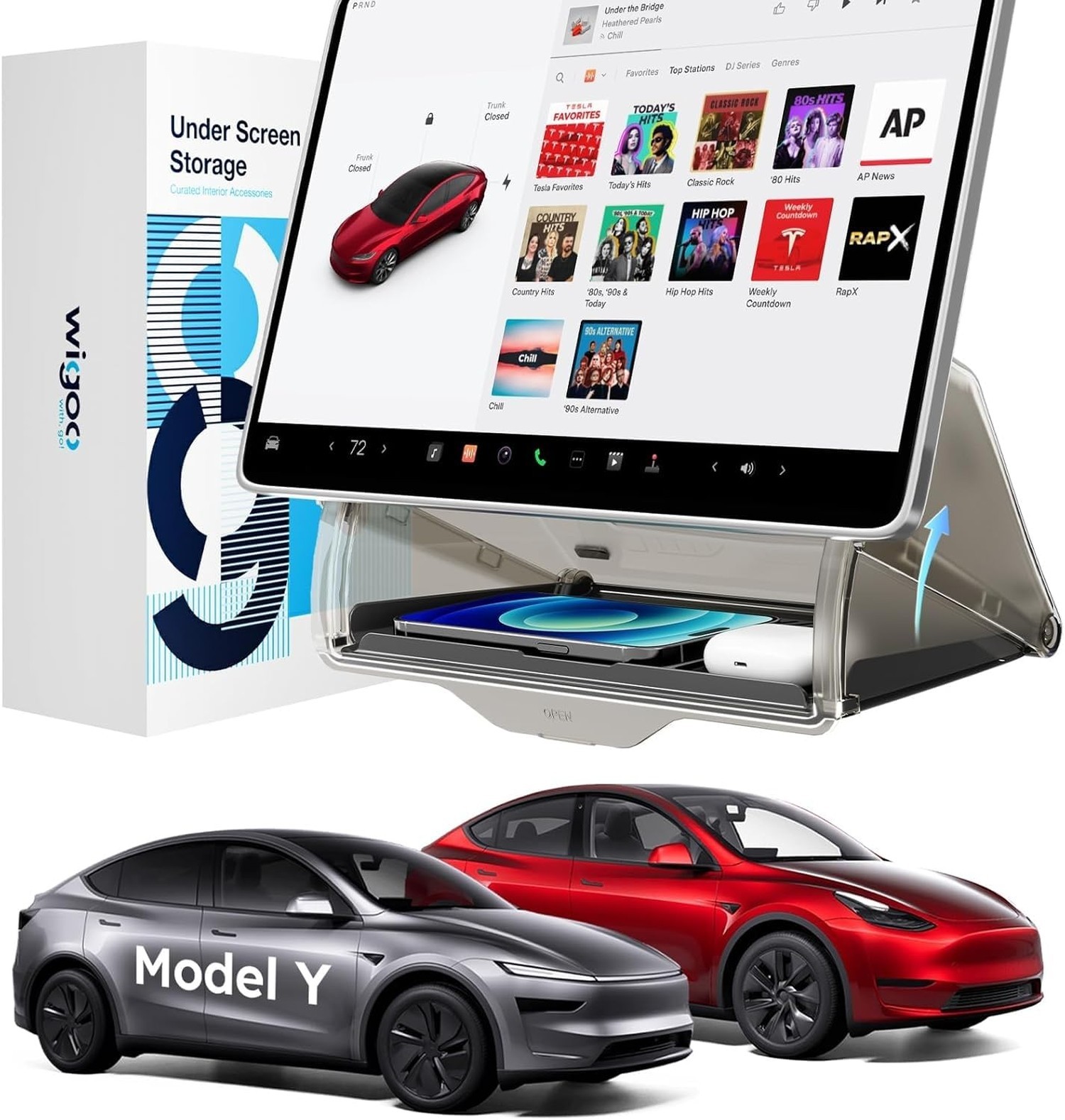 Wigoo Under Screen Organizer for Model Y 2019~2026, Including Model Y Juniper…