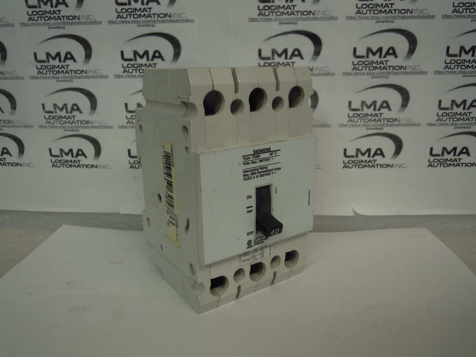 SIEMENS CQD6 CIRCUIT BREAKER 40A 3-POLE 600Y/347V CQD6340 MOLDED CASE