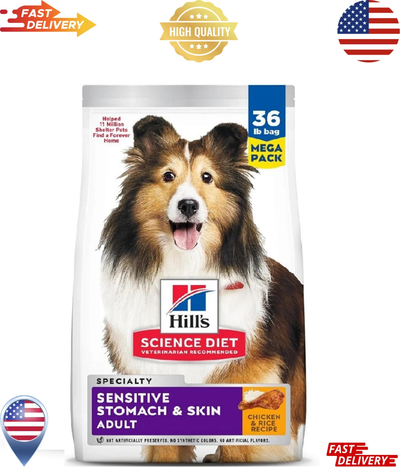 Hill’s Science Diet Adult Sensitive Stomach & Skin Chicken Recipe Dry Dog 36 lb