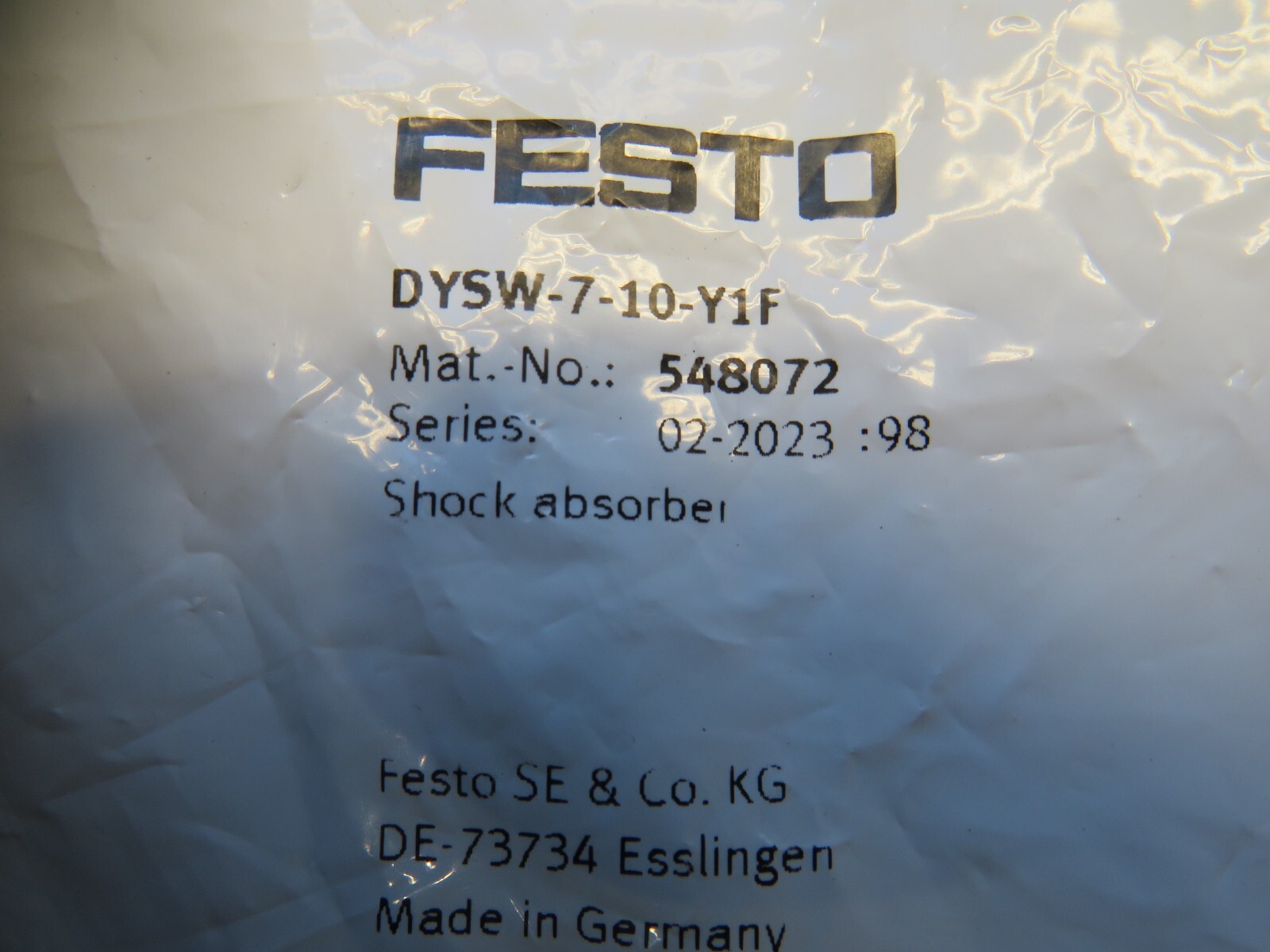 Festo DYSW-7-10-Y1F Shock Absorber 548072 (USA SELLER)