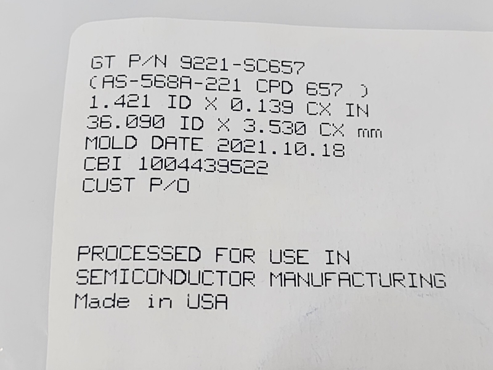 CHEMRAZ O-RING AS-568A-221 9221-SC657