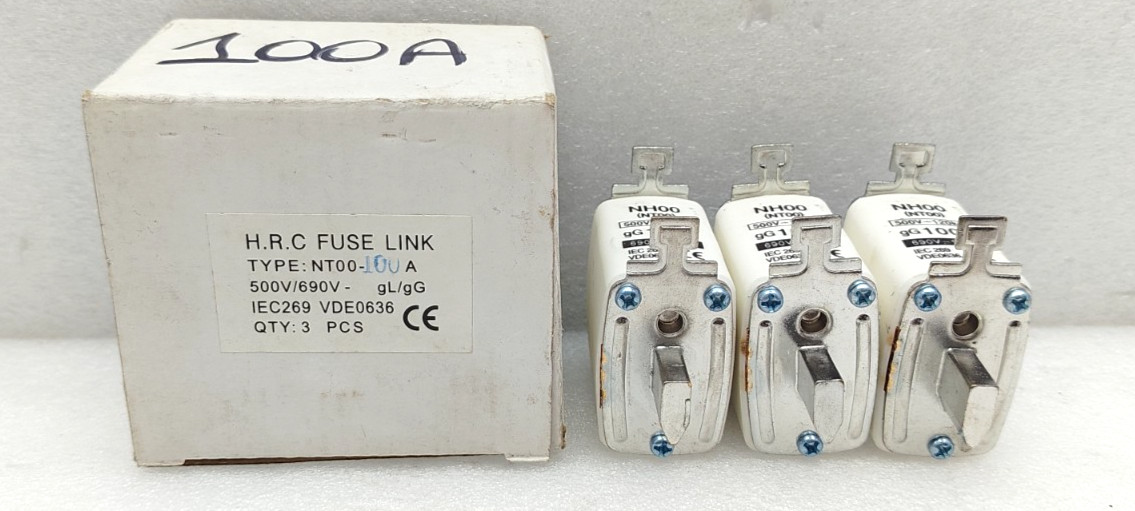 HRC FUSE LINK NT00-100A NH00 (NT00) gG100A 500V/600V-gL/gG PACK OF 3 PCS NEW