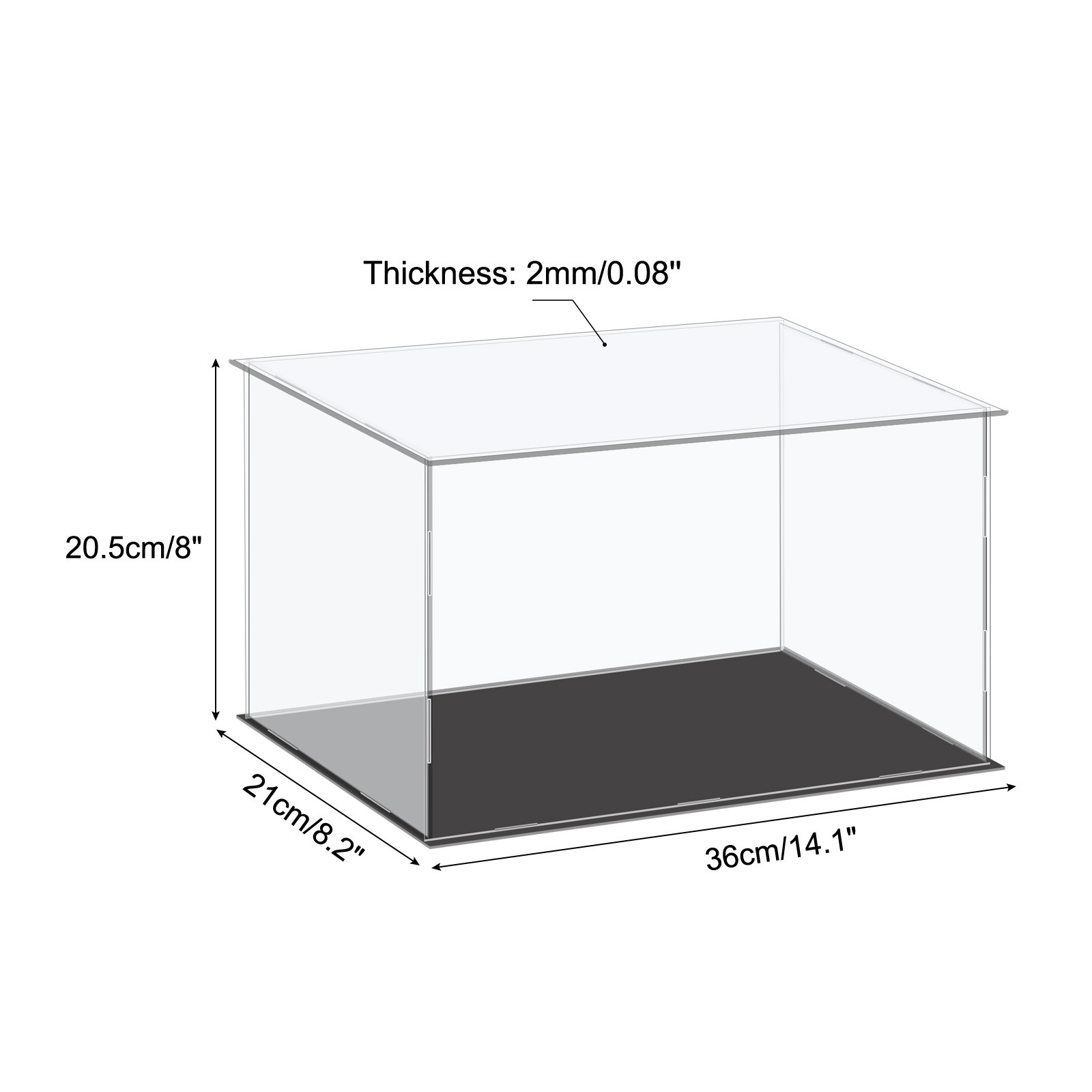 36x21x20.5cm Clear Acrylic Display Case Plastic Box Cube Dustproof Storage Box