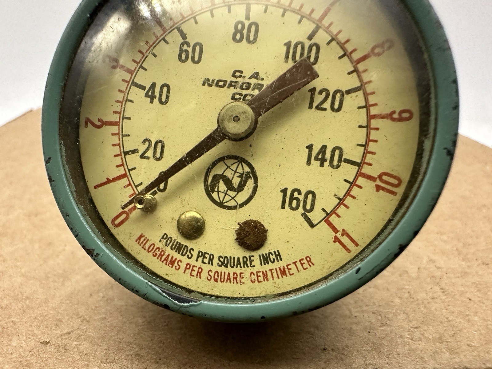 Vintage C.A. Norgren Co. Pressure Gauge 0-160 Psi 0-11 Kg/cm2 Made USA