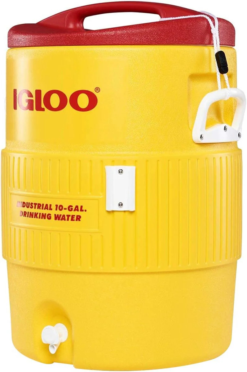 Igloo 48154 Industrial Beverage Cooler 10-Gallon Yellow/Red/White