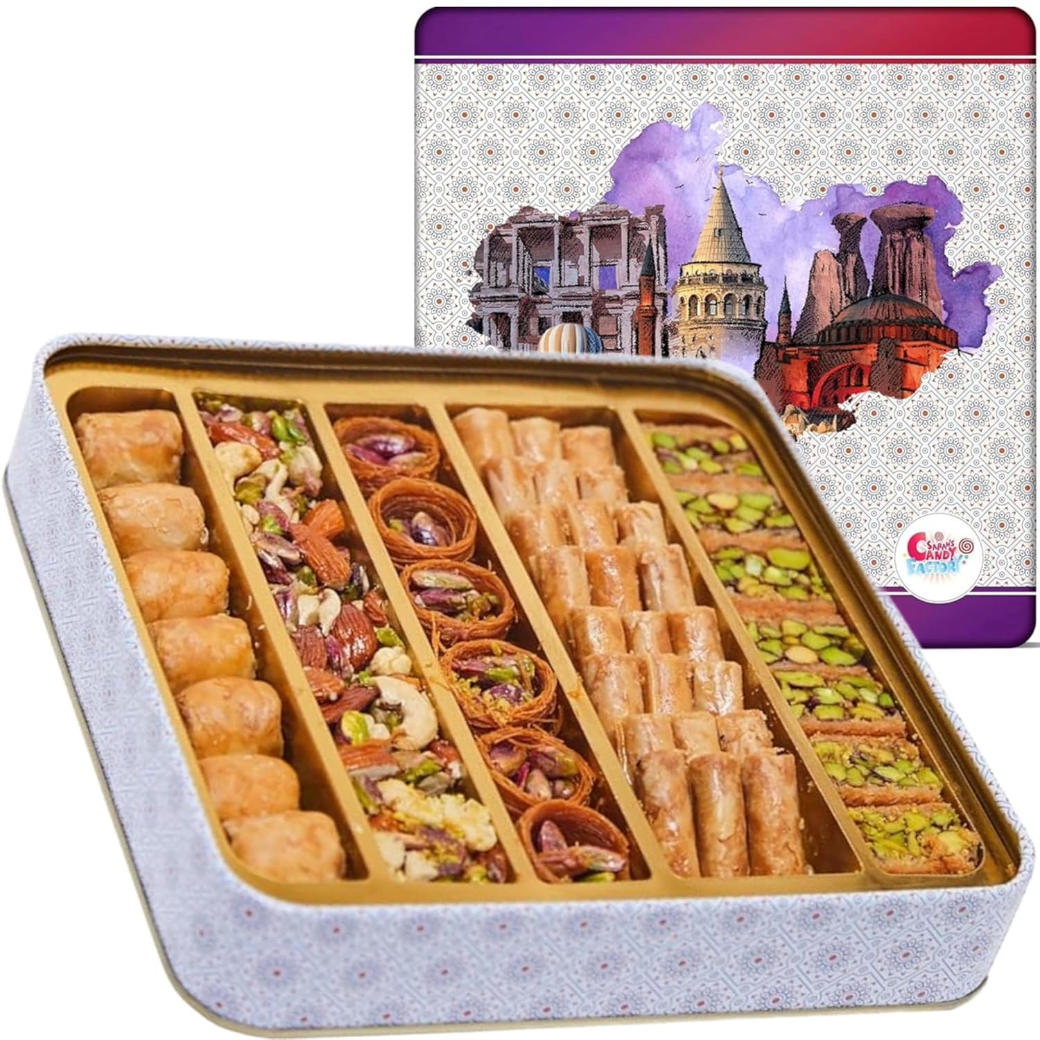 1.1 Lb Assorted Premium Baklava Pastry Gift Box Halal Snacks, Turkish Dessert