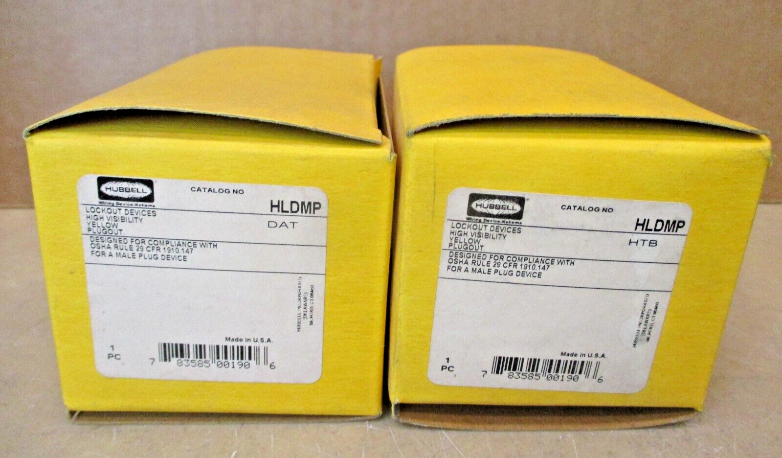 Hubbell HLDMP Lockout Device High Visibility Yellow Plugout Lot of 2 Pcs 1383OMF
