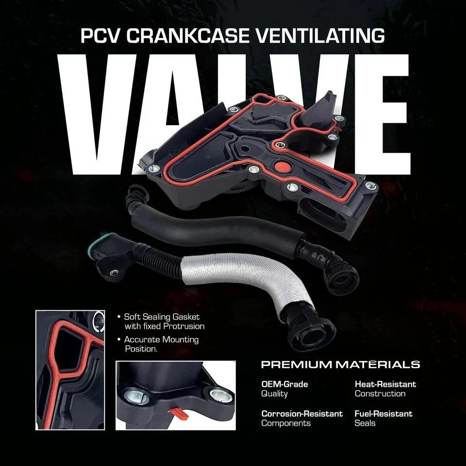 PCV Crankcase Vent Valve Breather Hose Kit – Compatible with Audi VW 2.0L Tur…