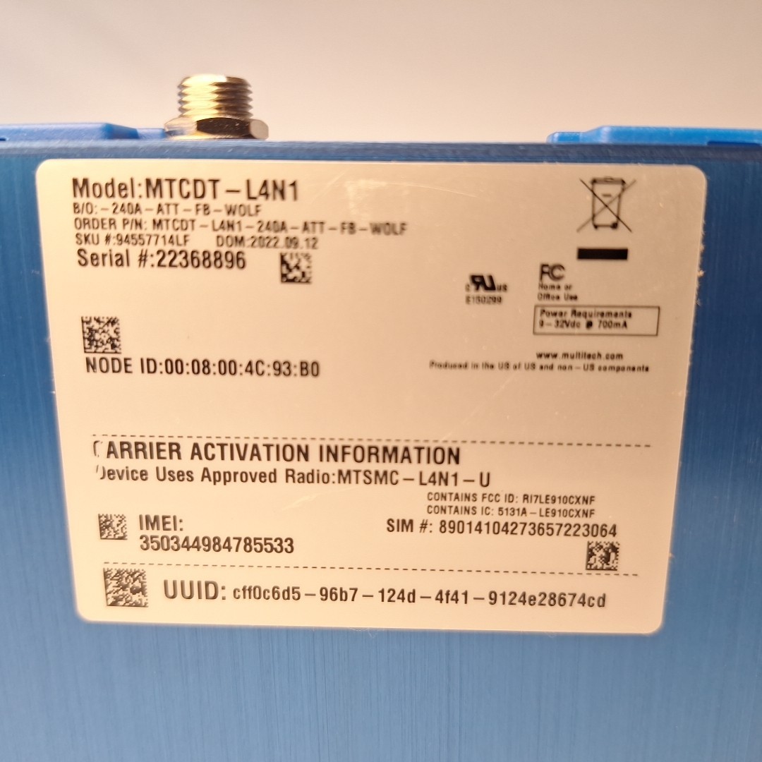 MULTITECH 94557714LF Conduit mPower Gateway MTCDT-L4N1-240A-ATT-FB-WOLF