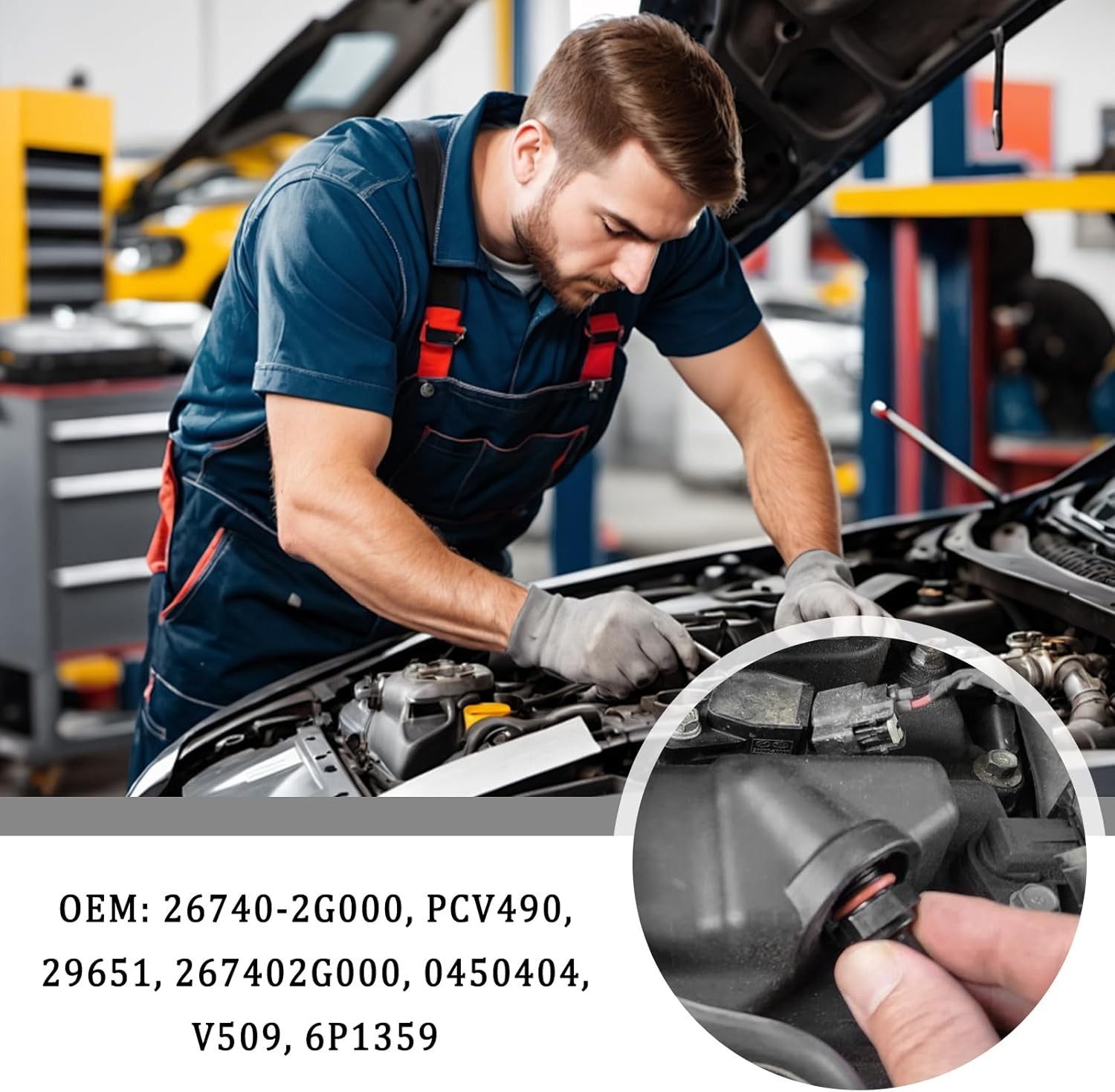 PCV Valve Replacement,Valvula PCV with Gasket Ring Compatible with Hyundai Velos