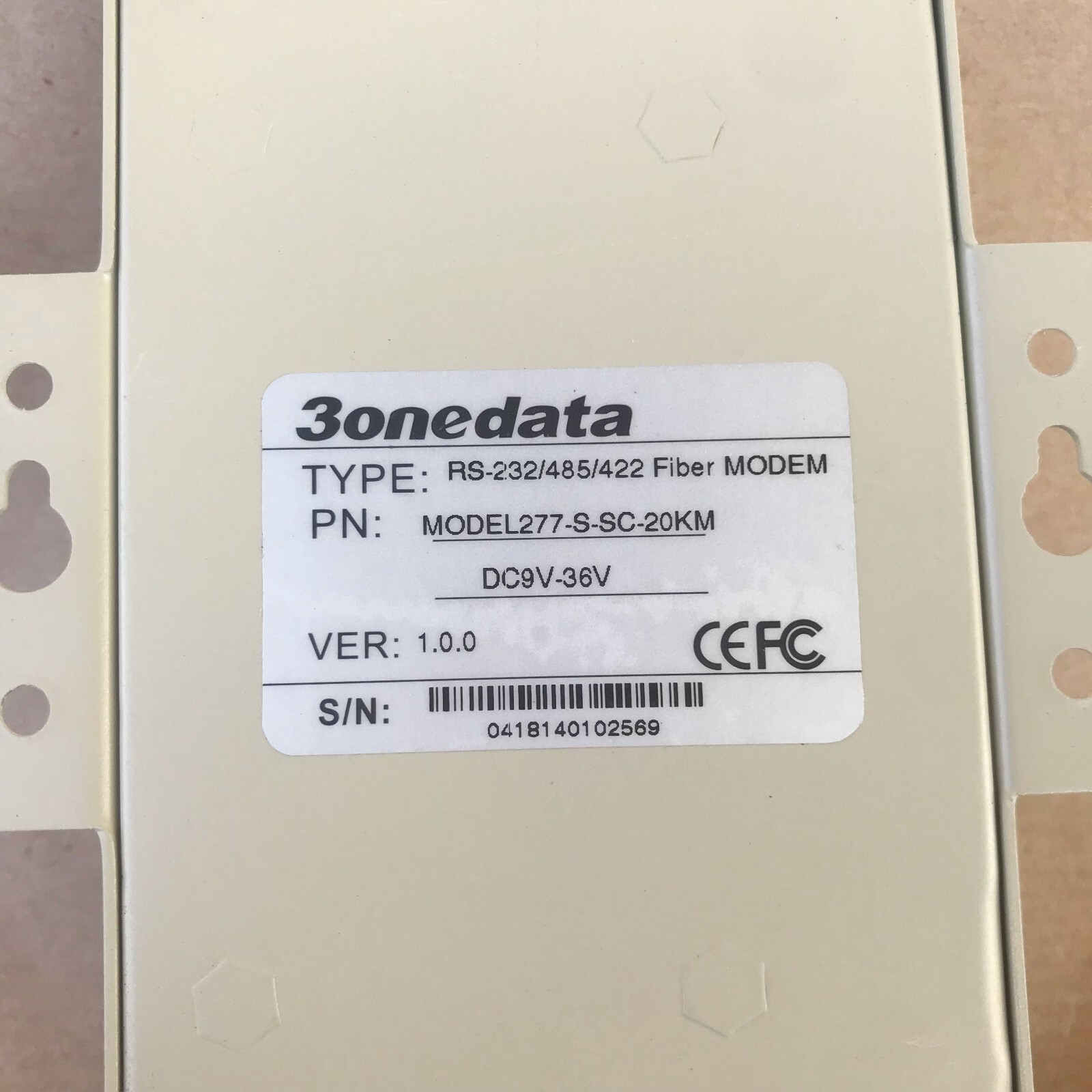 3ONEDATA 277SM INTERFACE ASYNCHRONOUS FIBER MODEM RS232/485/422 MODEL277SSC20KM