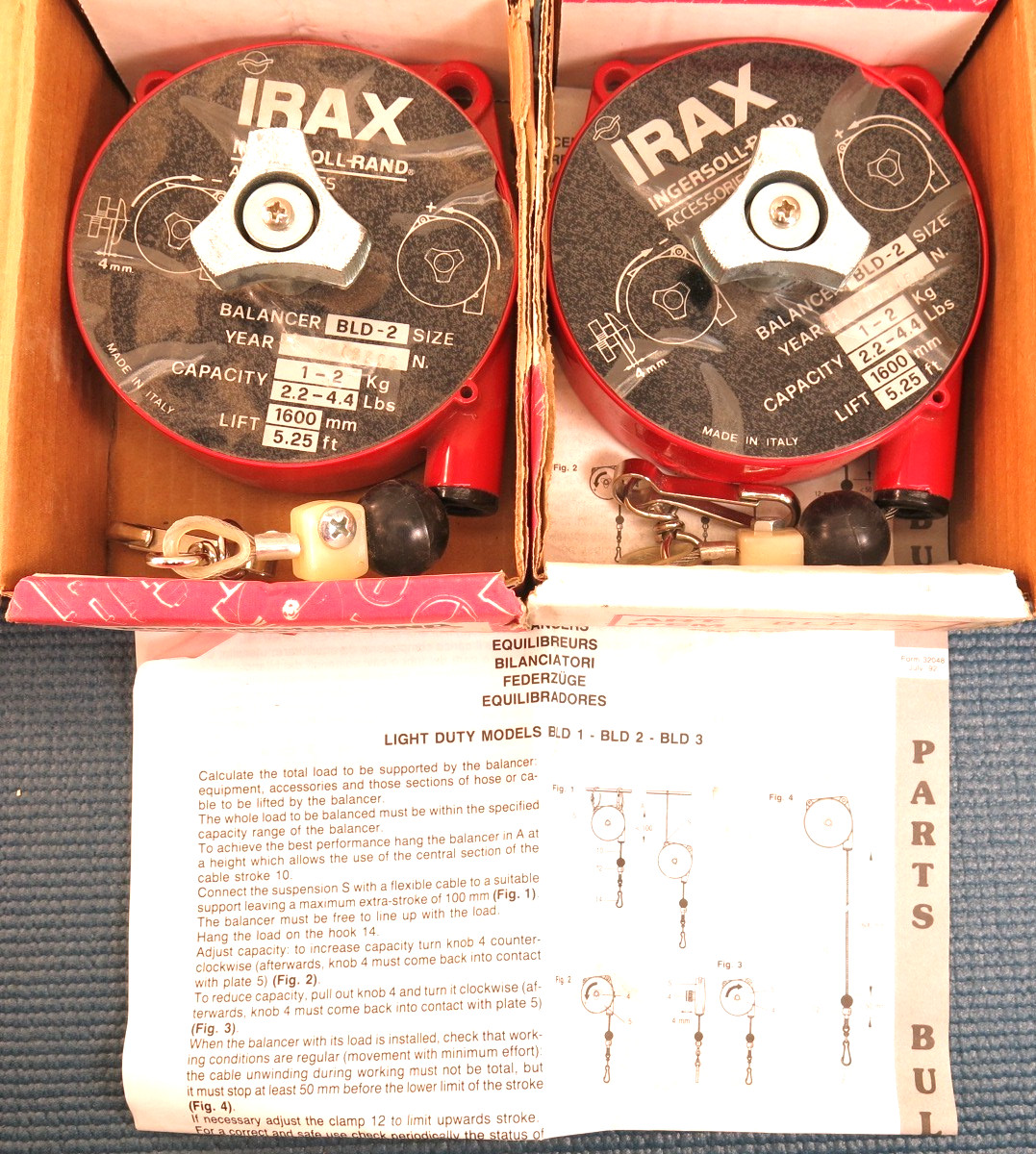 INGERSOLL RAND IRAX. 1-2 KG. 2.2 – 4.4 LBS. 1600 MM BALANCER – BLD 2. – 2 NEW