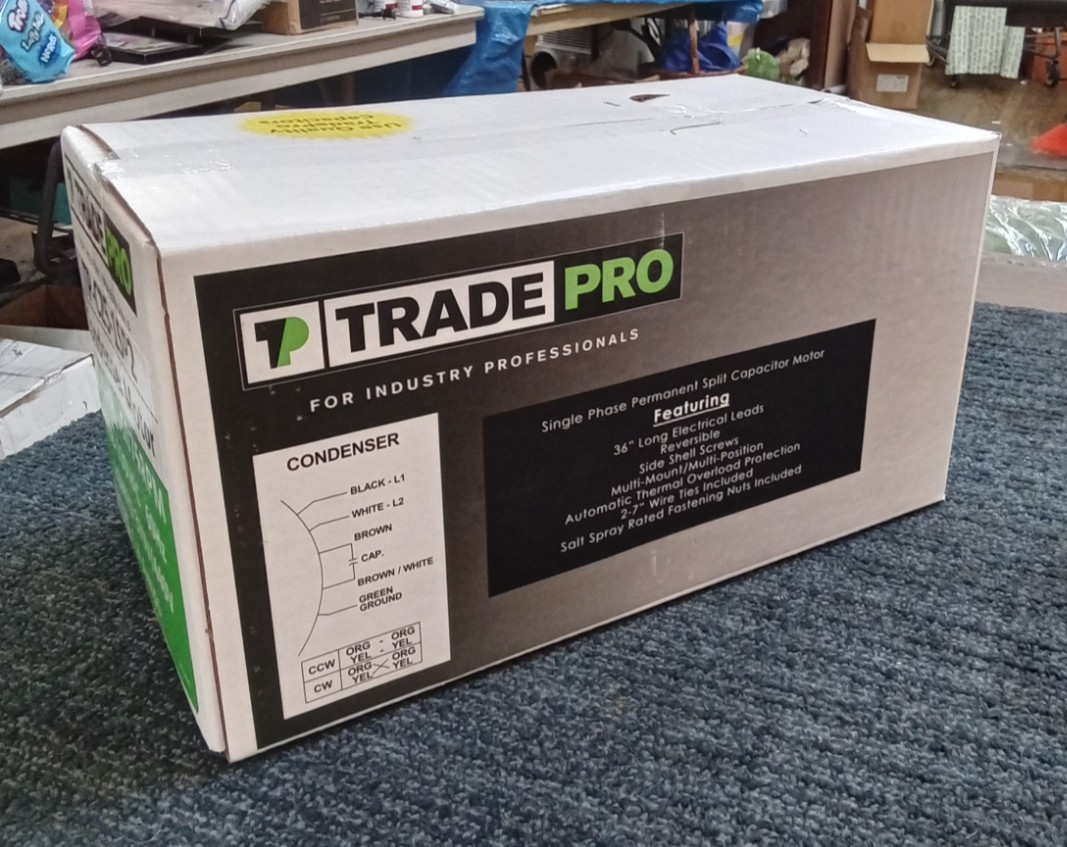 Trade Pro Universal Condenser Motor 1/4 HP 1075 RPM 208-230 VAC 60 Hz 1.4A New