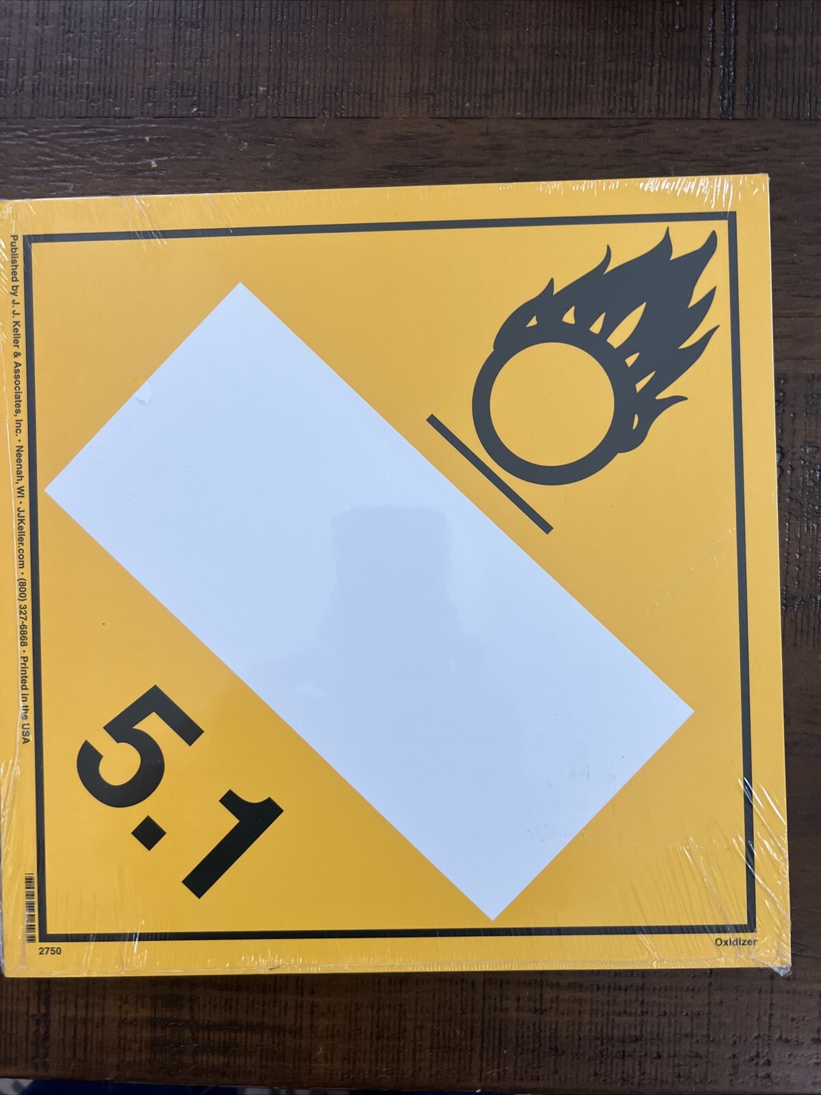 25 Pack DL14BTB50 Safety Sign Placard Oxidizer 5.1 Blank 10.75 X 10.75 Tag Board