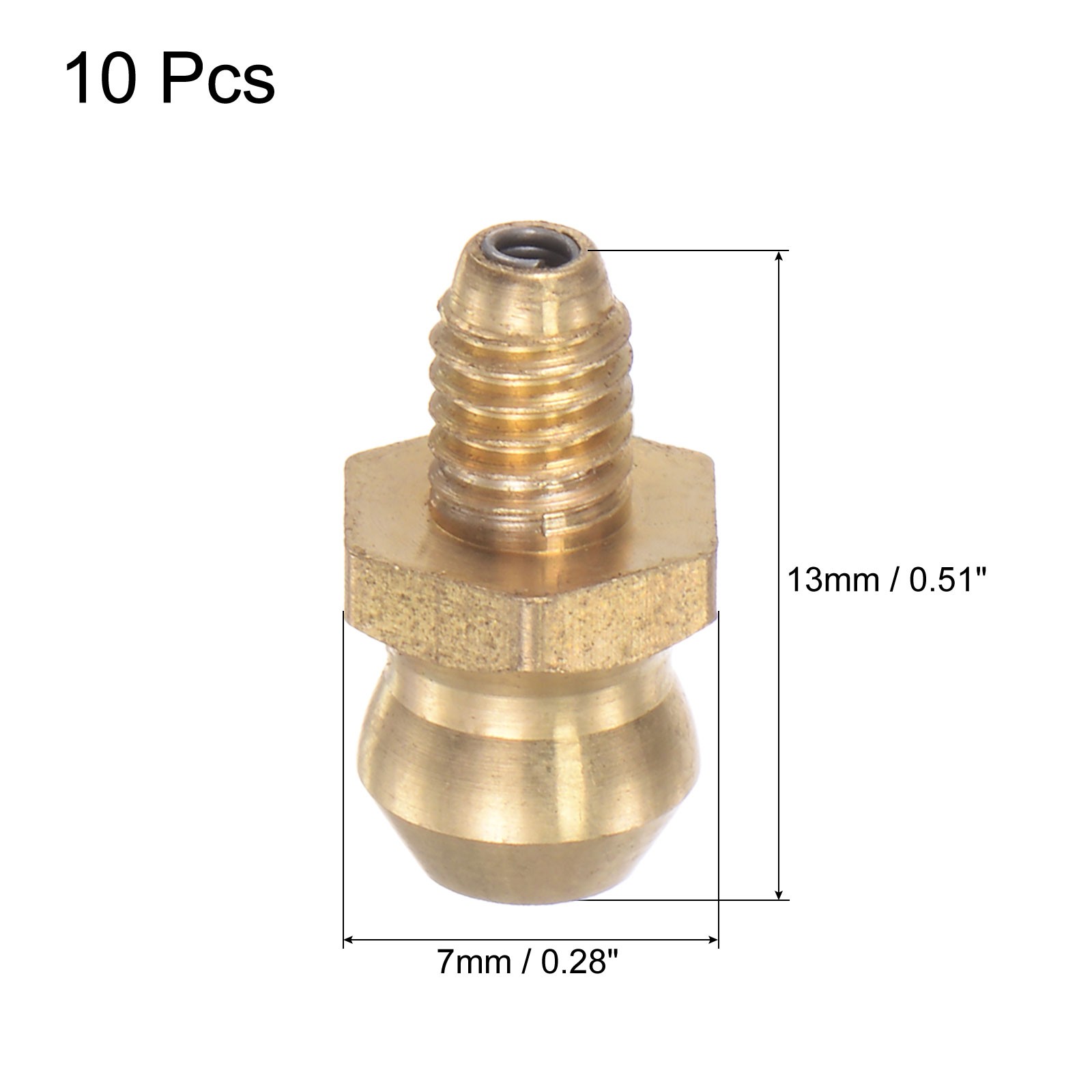 M4 x 0.7mm Thread Hydraulic Grease Fitting Brass Straight 10Pcs