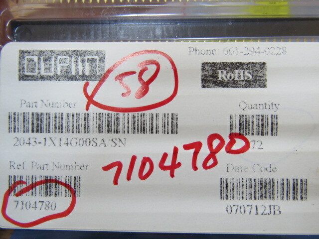 OUPIIN 2043-1X14G00SA/SN Qty of 58 per Lot CONNECTOR
