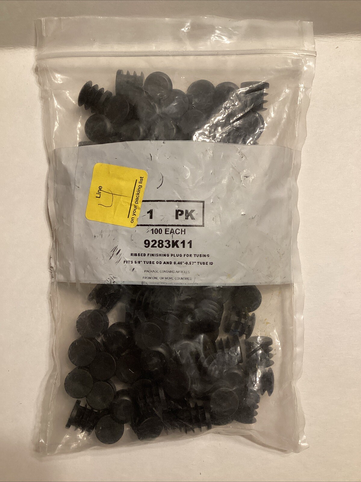 QTY 100 Pack Plastic Plug Fits 5/8″ OD Tube 9283K11 C7