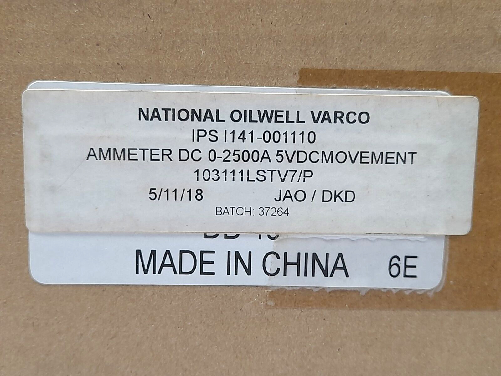 Yokogawa National Oilwell Varco IPS I141-001110 Ammeter DC 0-2500A 5VDC Movement
