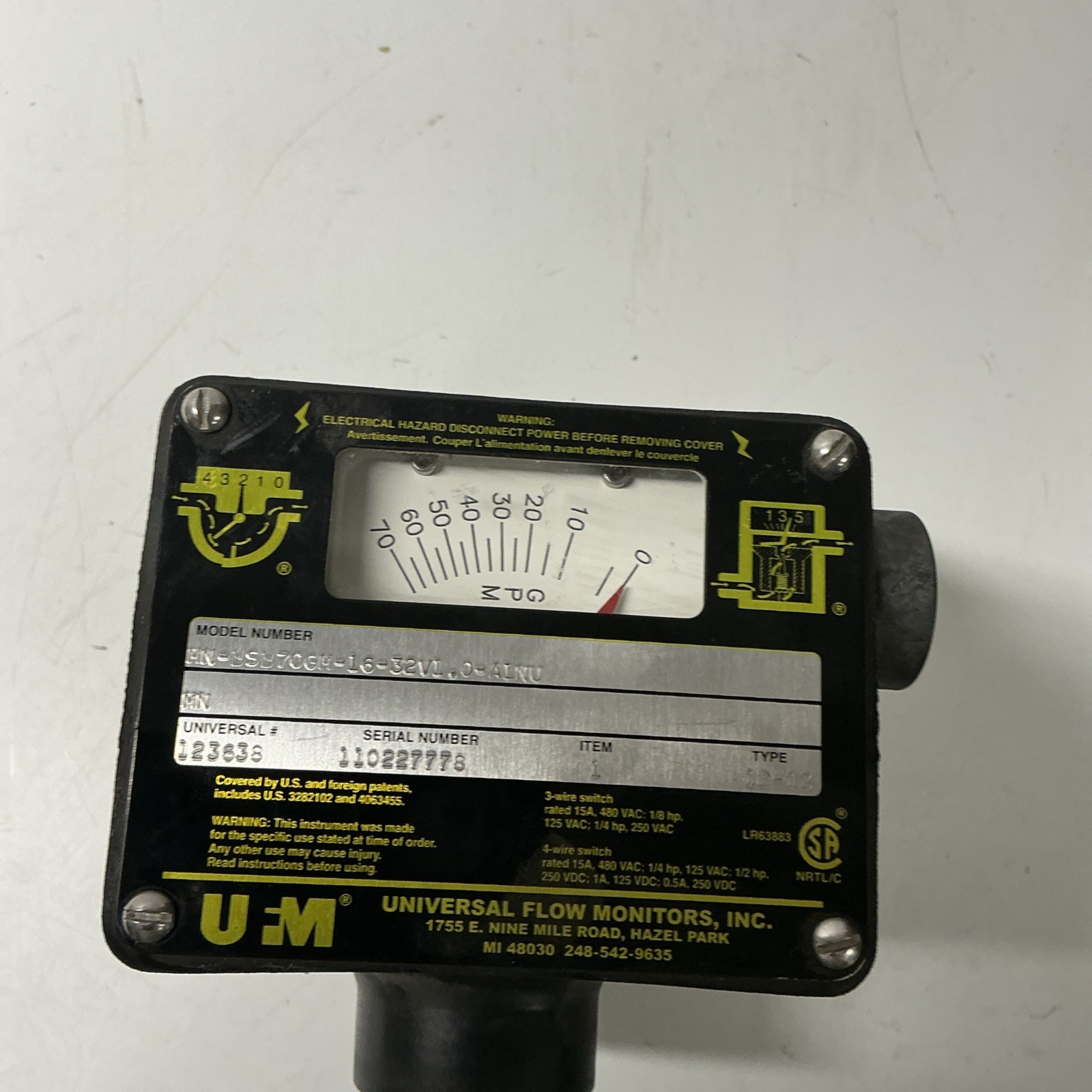 Universal Flow Monitors MN-BSB70GM-16-32V1.0-A1NU Flow Switch Monitor V-784S