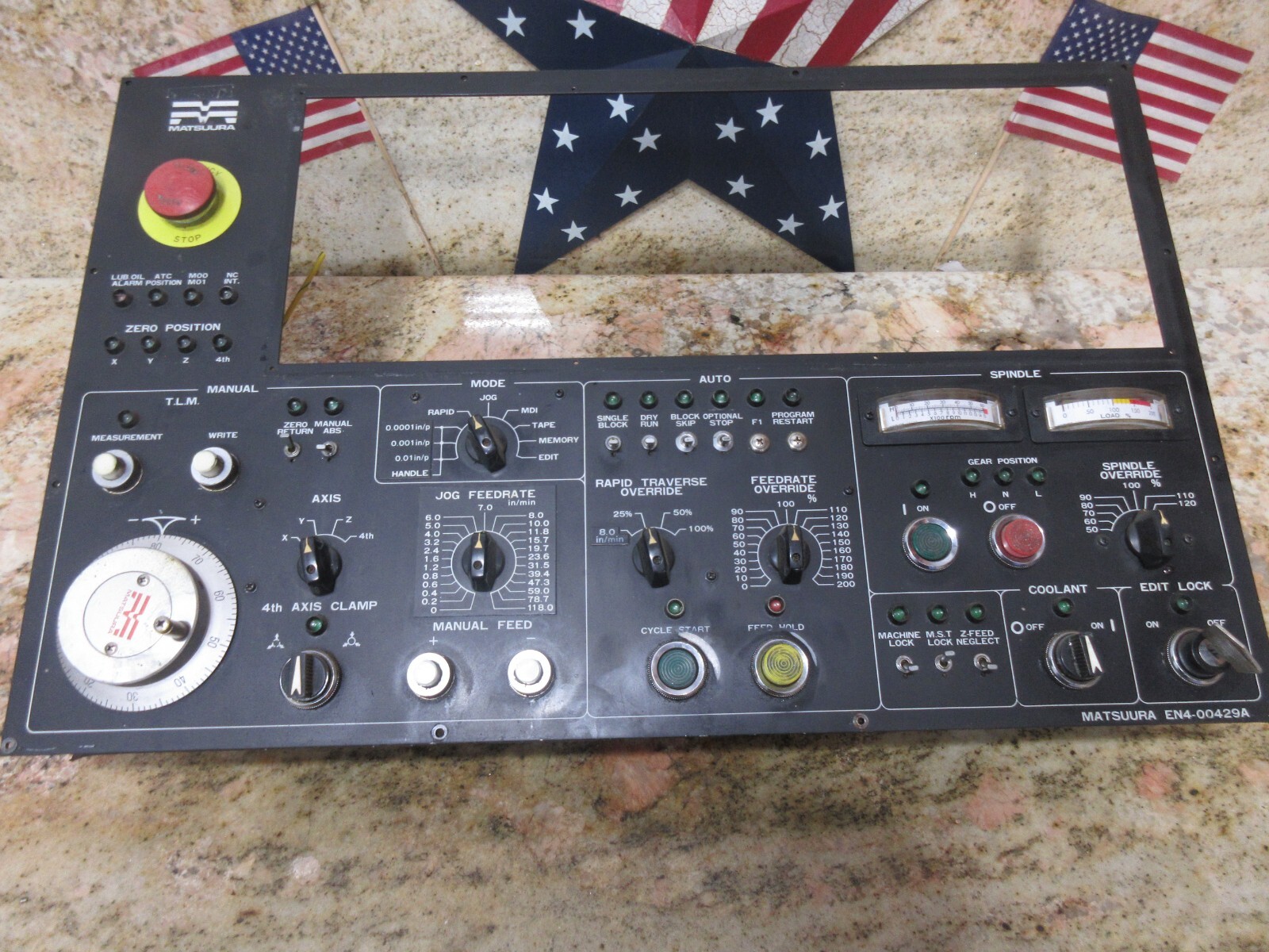 MATSUURA MC-760V2 CNC MILL MAIN OPERATOR CONTROL PANEL EN4-00429A MGX-10B