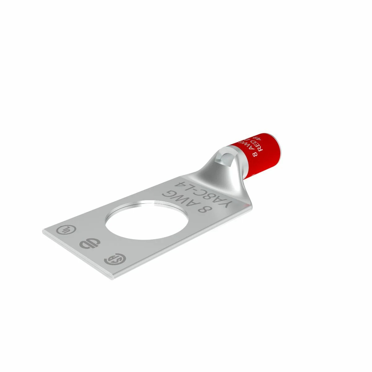 Burndy 8 Awg Cu One Hole Terminal 1/2 Stud Tin Plated Red Color Code