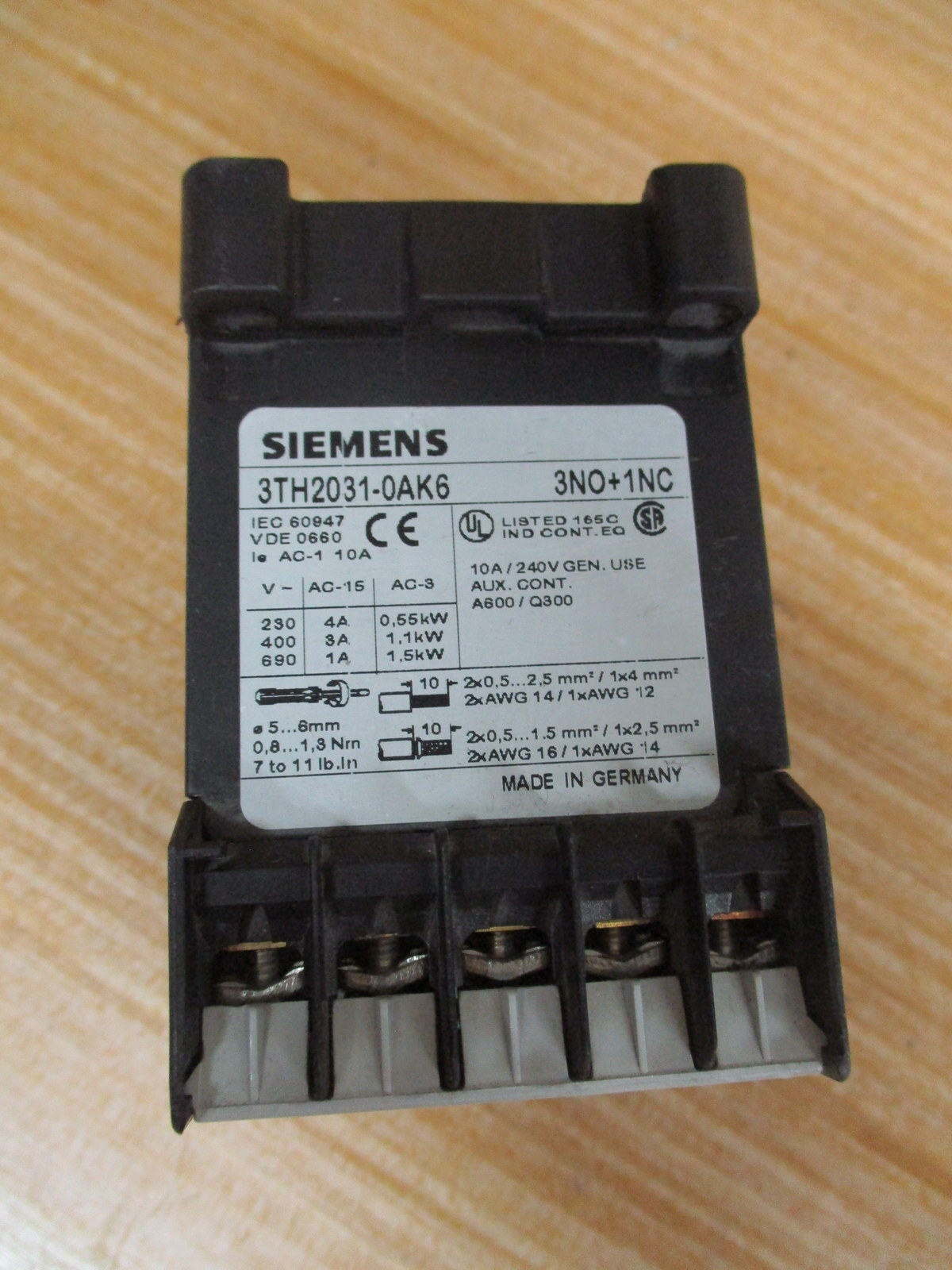 Siemens 3TH2031-0AK6 Control Relay 3TH20310AK6