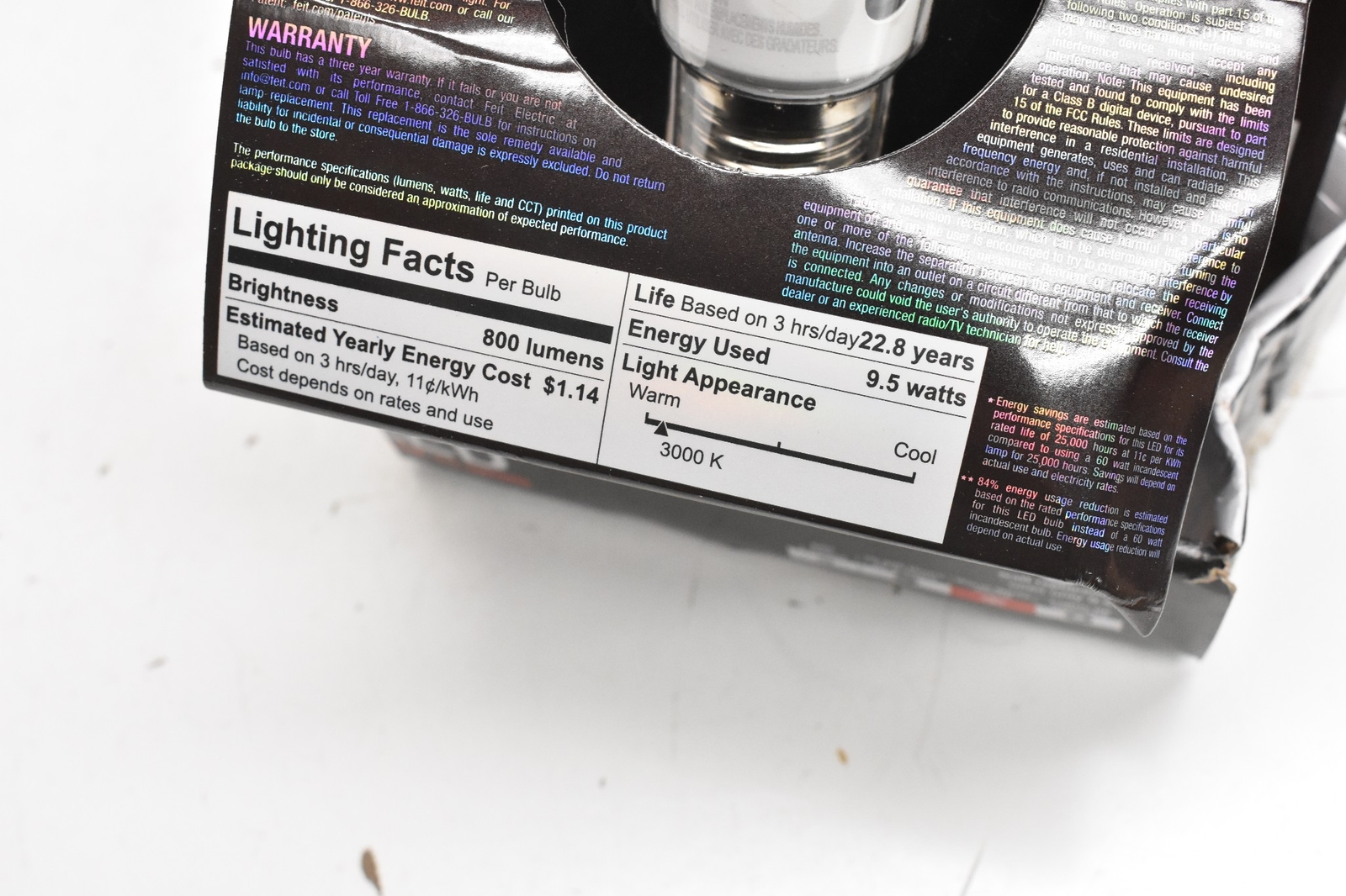 Feit Electric LED 60W Bulbs Uses 9.5 Watt 3000K BPA800/830/DD/LED Lot of 4 Bulbs