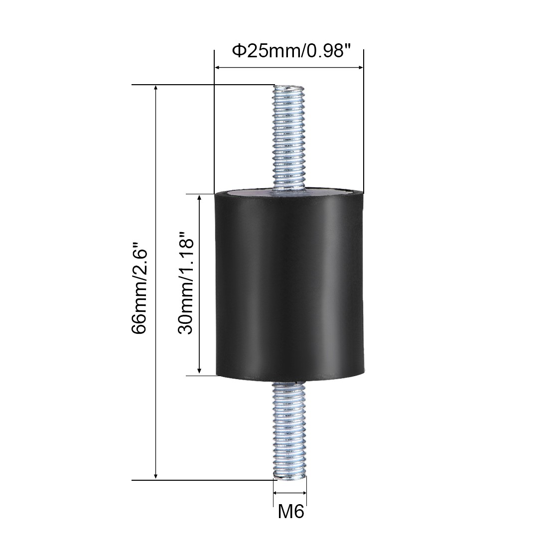 0.98″ x 1.18″ Rubber Shock Absorber Vibration Isolator w M6 x 18mm Studs